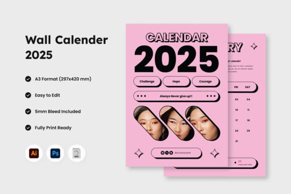 Download Wall Calendar 2025 Design V4 - Premium Resources