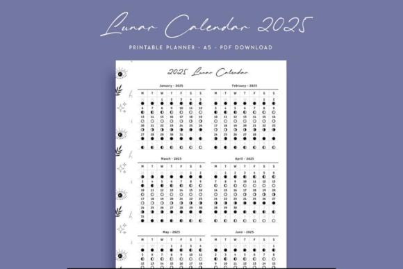 Download Digital Lunar Calendar 2025 Printable - Calendar 2025 Collection