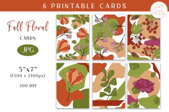 Download Fall Floral Printable Cards JPG Set - Printable cards Collection