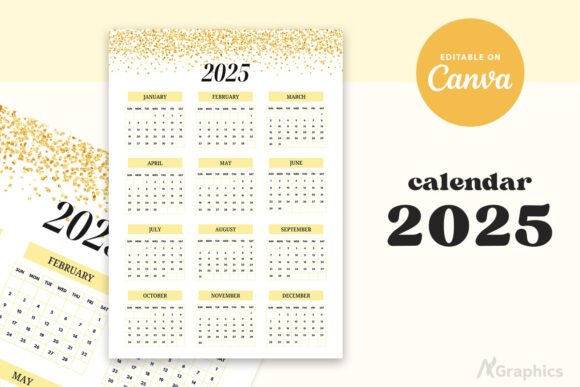Download Editable Calendar 2025 Canva Template - Calendar 2025 Collection