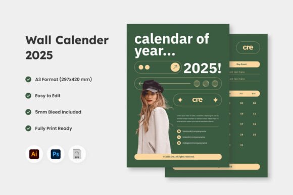Download Wall Calendar 2025 Design V2 - Premium Resources